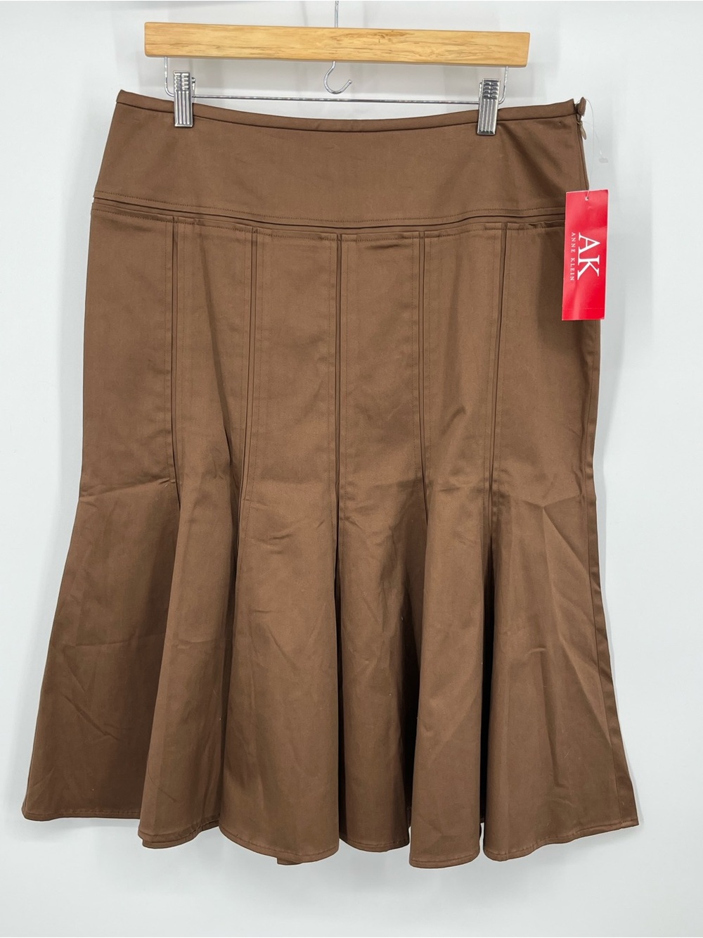 Anne Klein Chocolate Brown Flared A-Line Panel Skirt sz 12  NWT - Picture 4 of 8